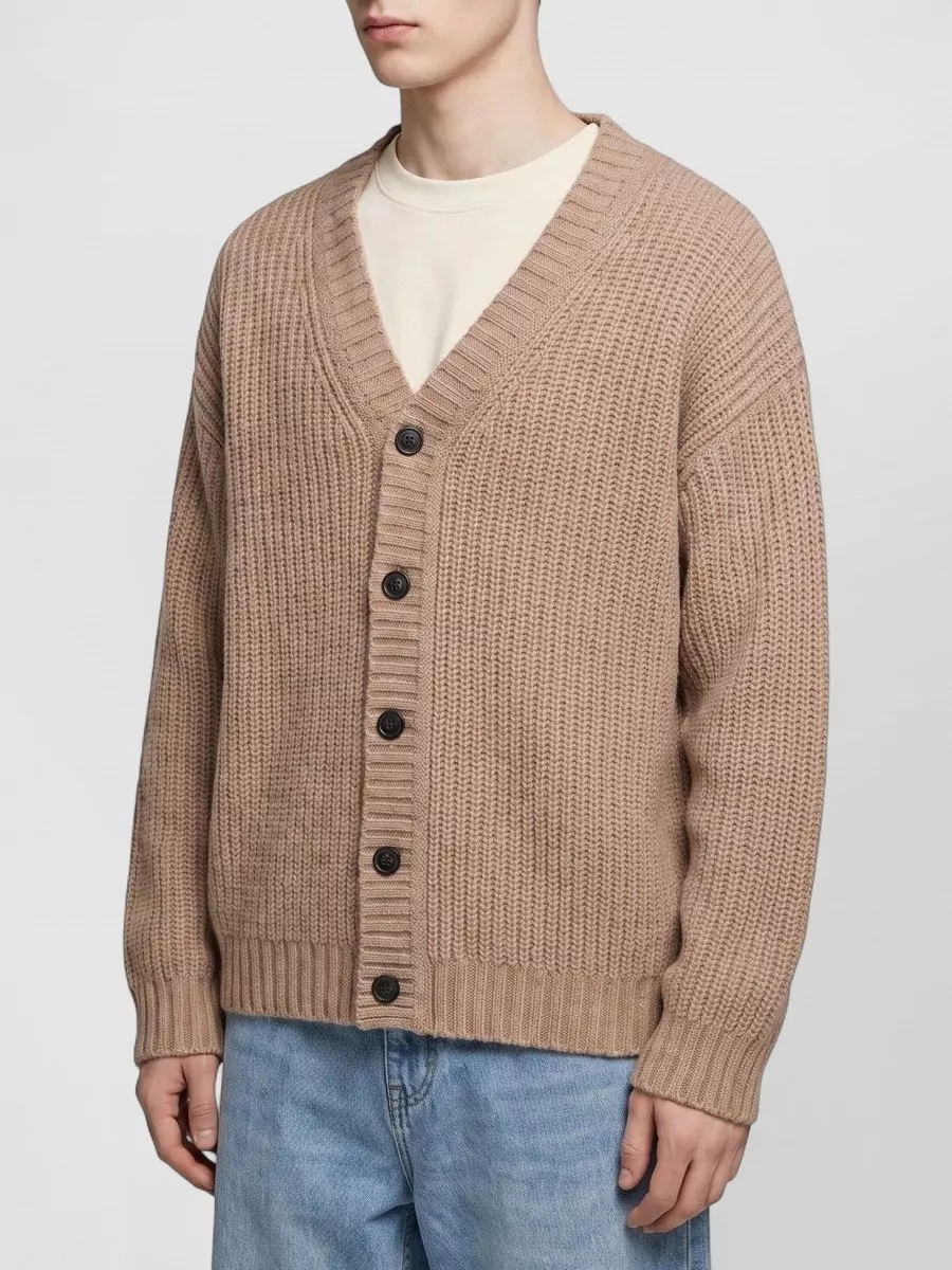 Roberto Collina Wool Popcorn-Knit V-Neck Cardigan