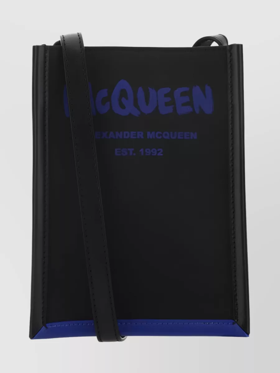 Shop Alexander Mcqueen Signature Logo Shoulder Bag In Black