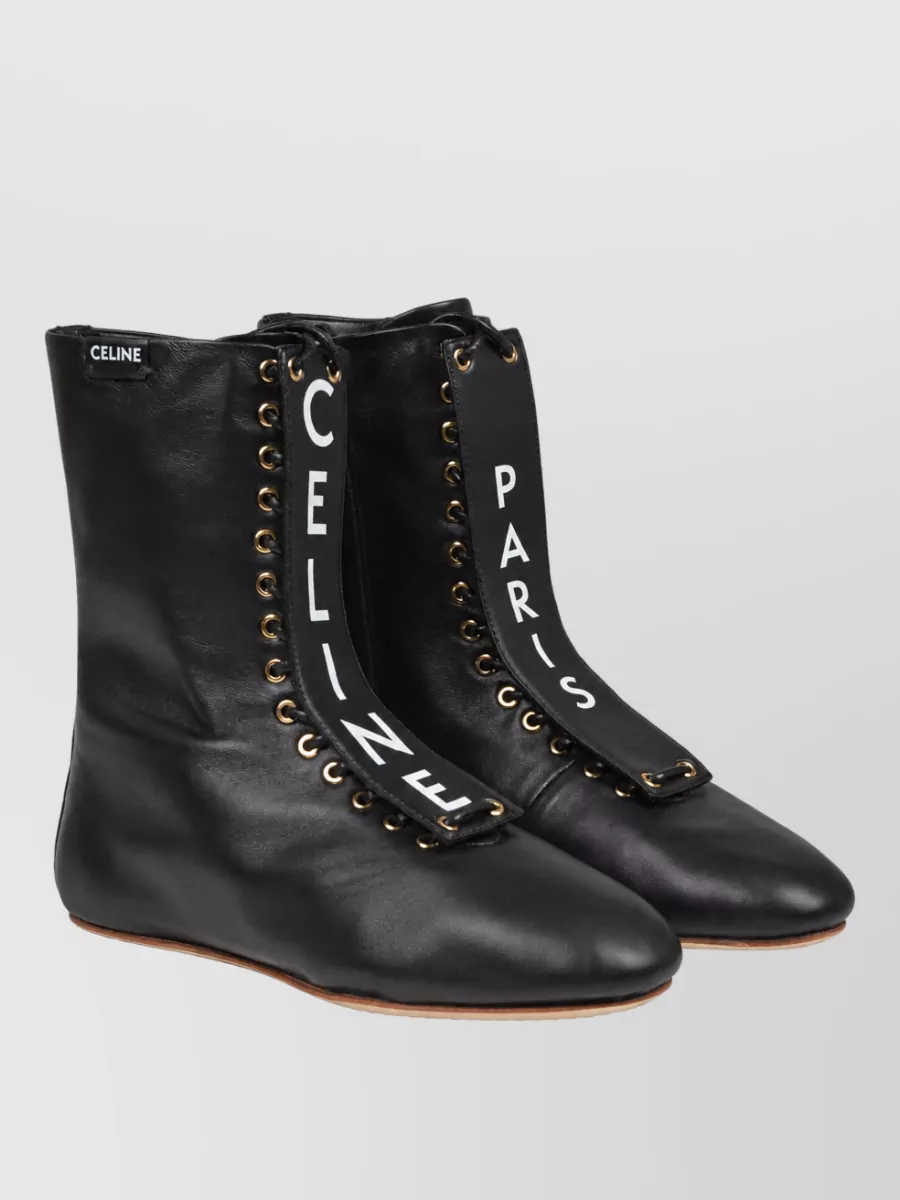 Celine Leather Lace-Up Boots