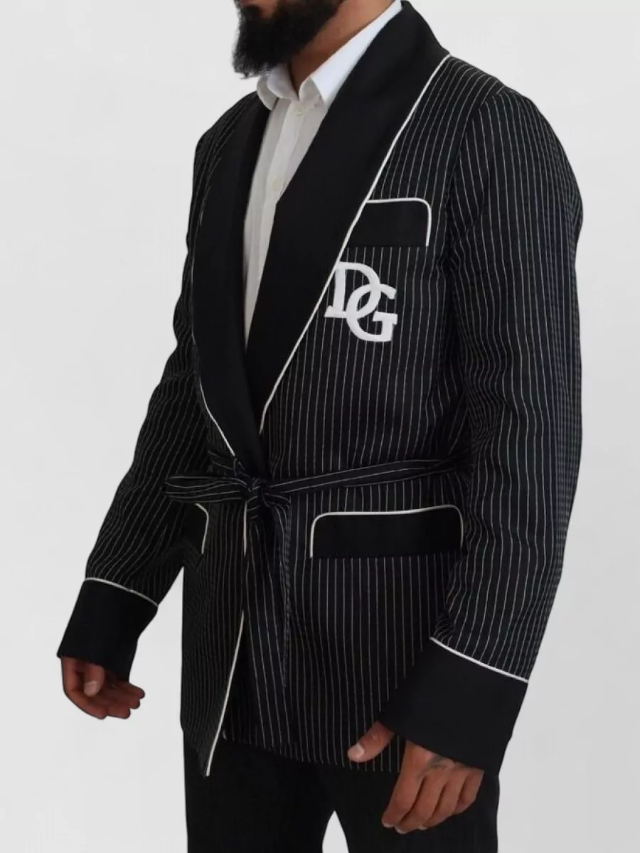 Dolce&Gabbana Silk Pinstripe Belted Blazer