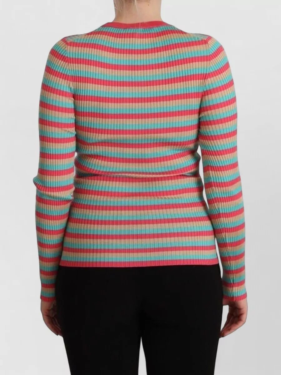 Dolce&Gabbana Silk Ribbed Long-Sleeve Crew-Neck Sweatshirt
