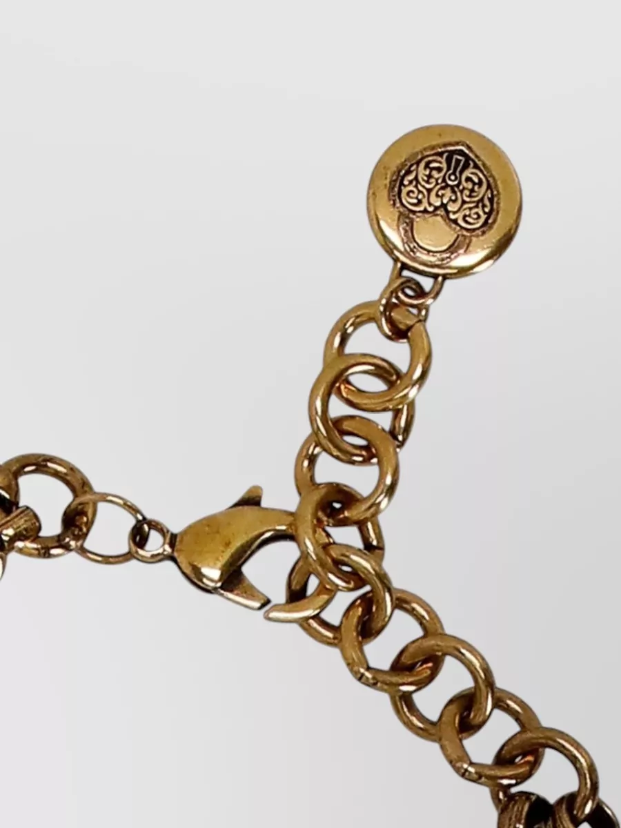 Etro Double Chain Necklace Key Pendant Gemstones