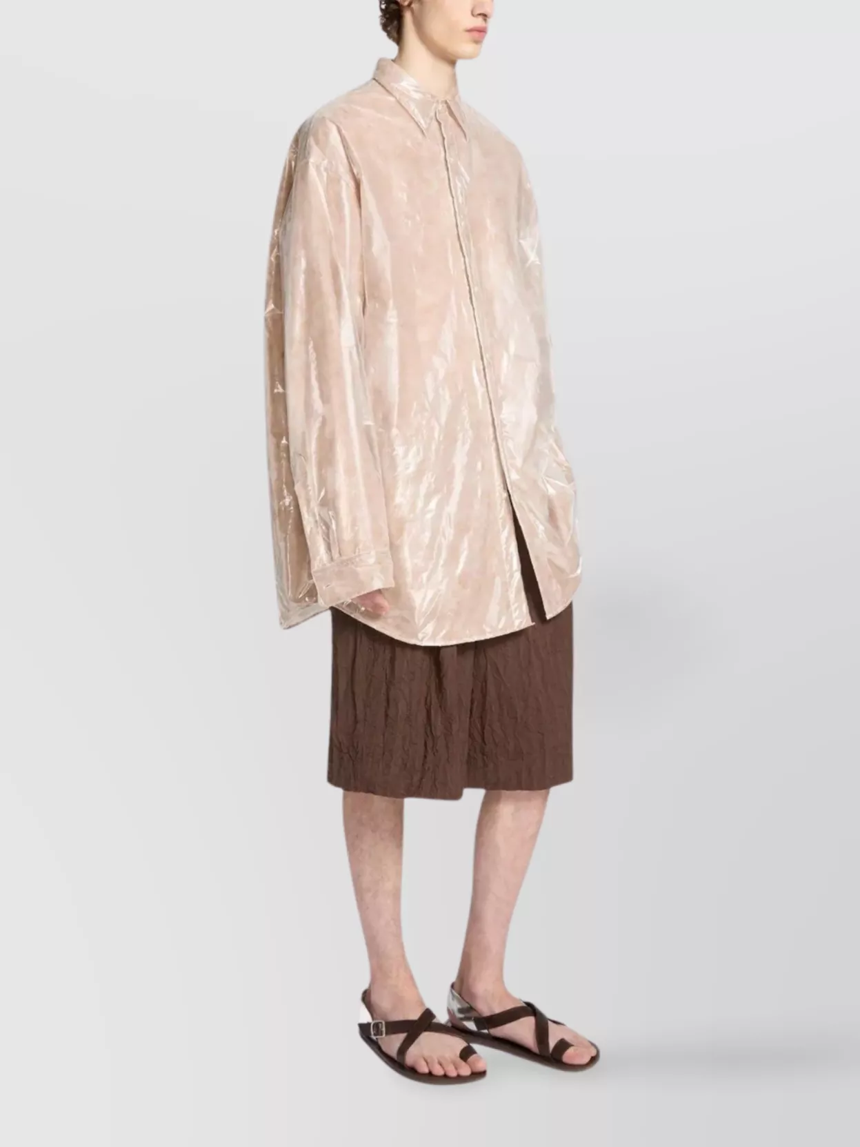 Dries Van Noten Crinkled Knee Length Pleated Bermuda Shorts