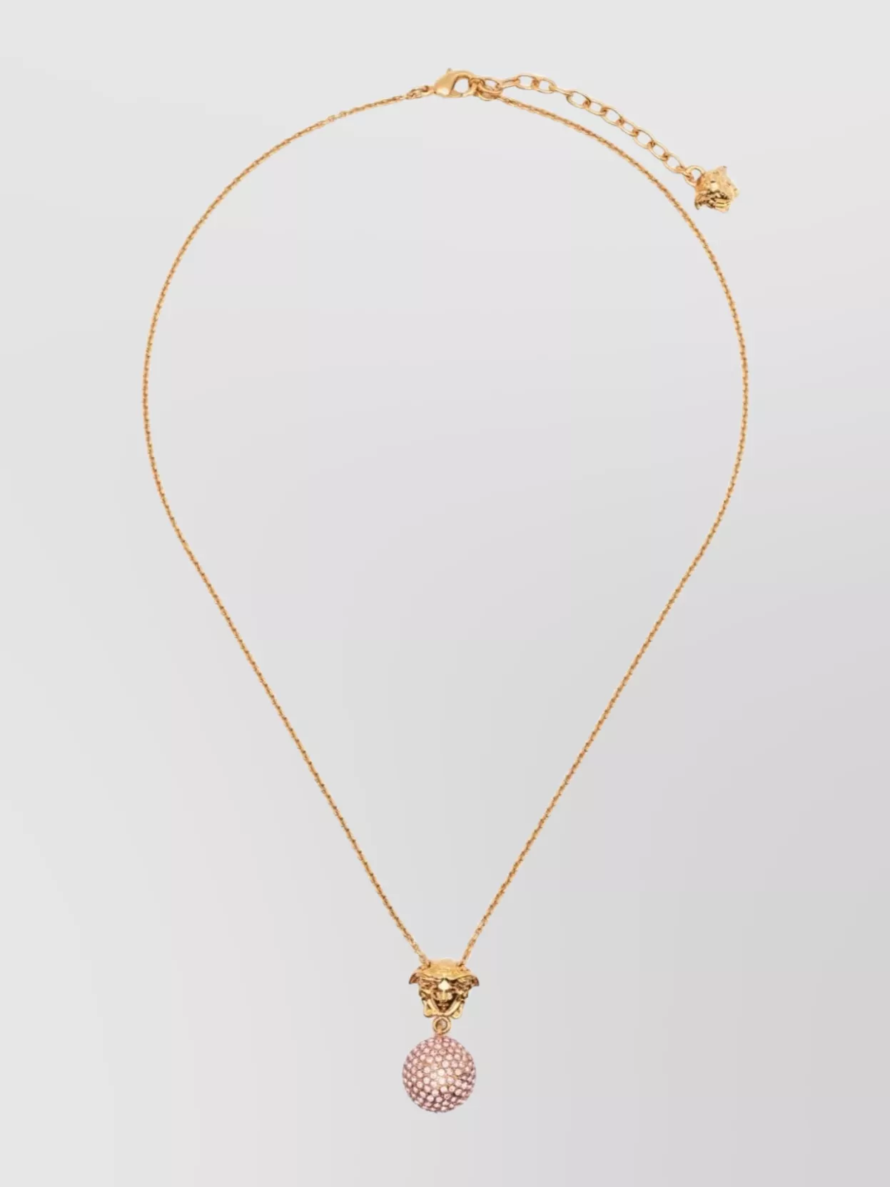 Versace Adjustable Chain Medusa Head Necklace Sphere Pendant In Gold