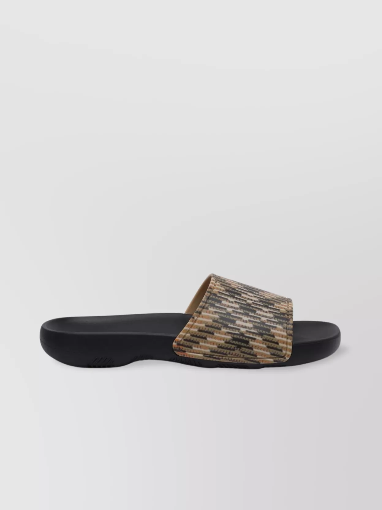 Burberry Patterned Strap Open Toe Sandals With Textured Sole