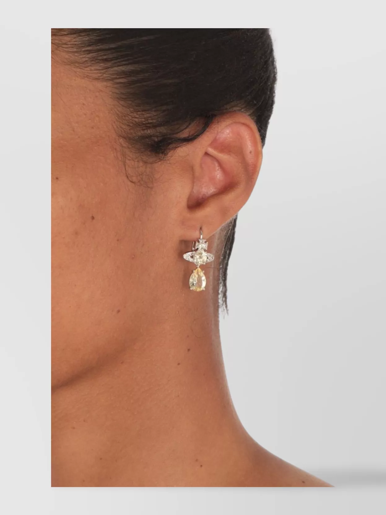 Vivienne Westwood Brass Teardrop Gemstone Drop Earrings