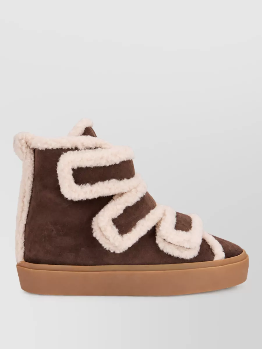 Inuikii Suede Fur Trim Ankle Boots