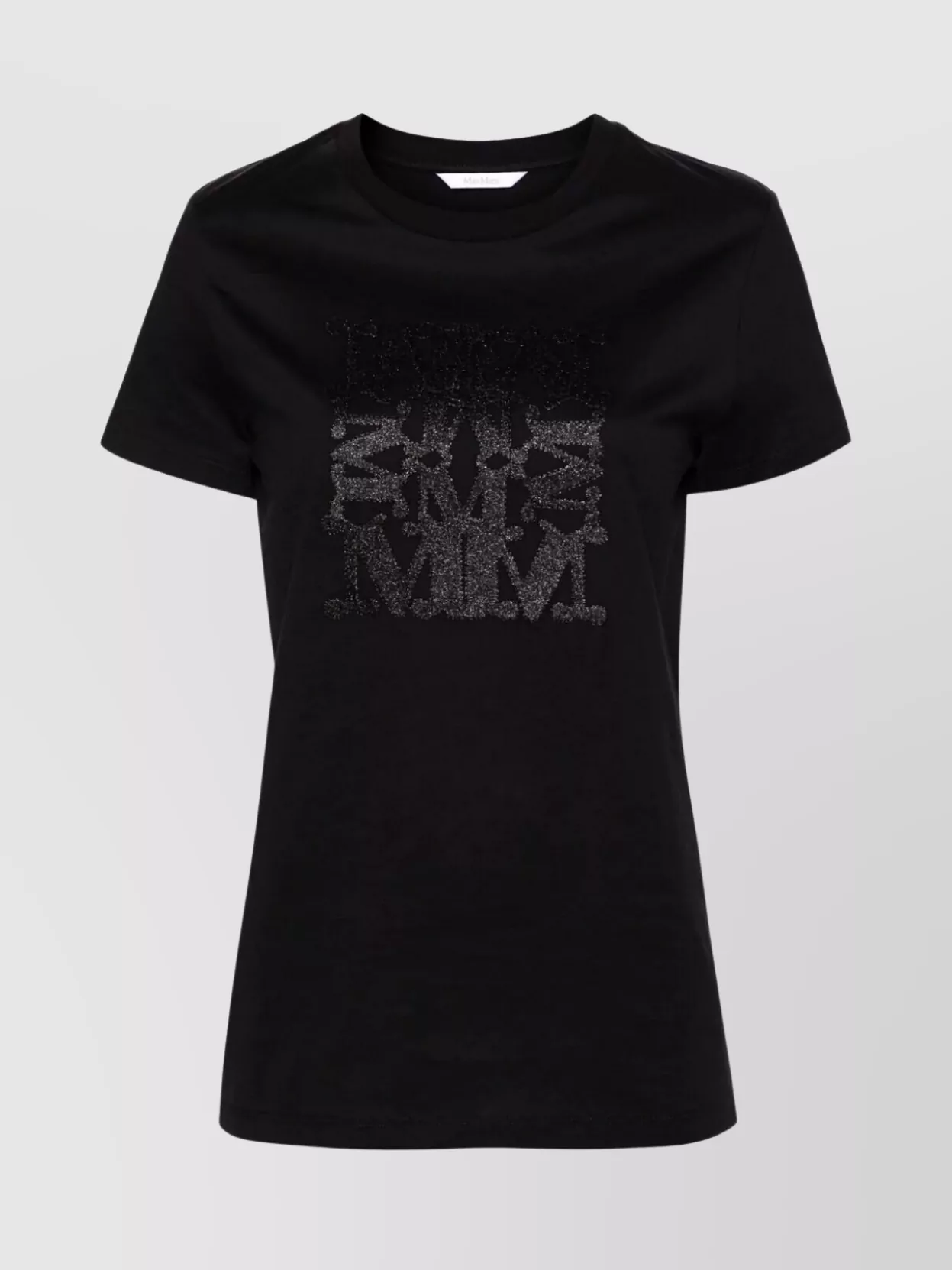 Max Mara Graphic Print Short Sleeve Round Neck Top In Black