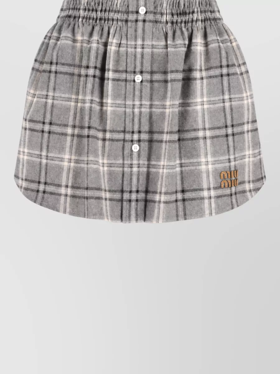 Miu Miu Checked cotton mini skirt