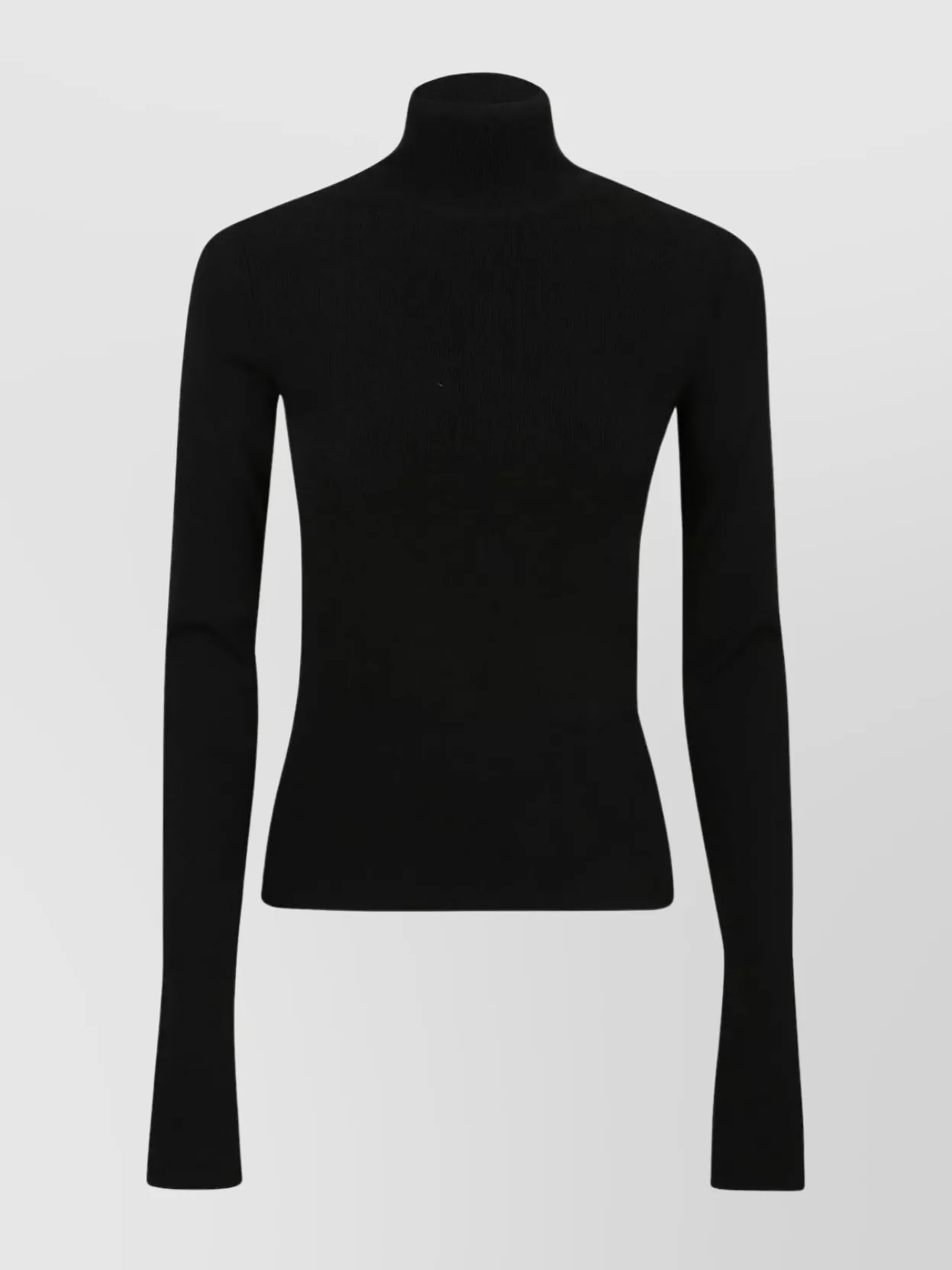 Shop Off-white Ribbed Long Sleeve Turtleneck With Logo Band In Black