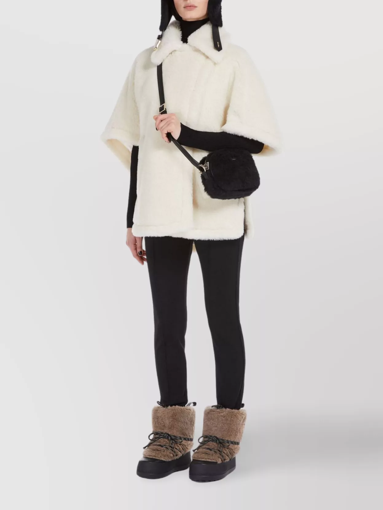 Max Mara Short Cape In Teddy Tebe1 Fabric