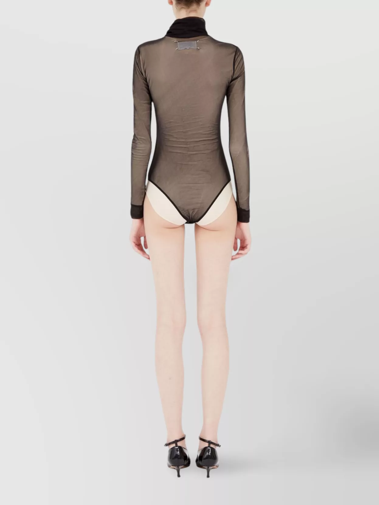 Maison Margiela Transparent Bodysuit With High Neck And Long Sleeves