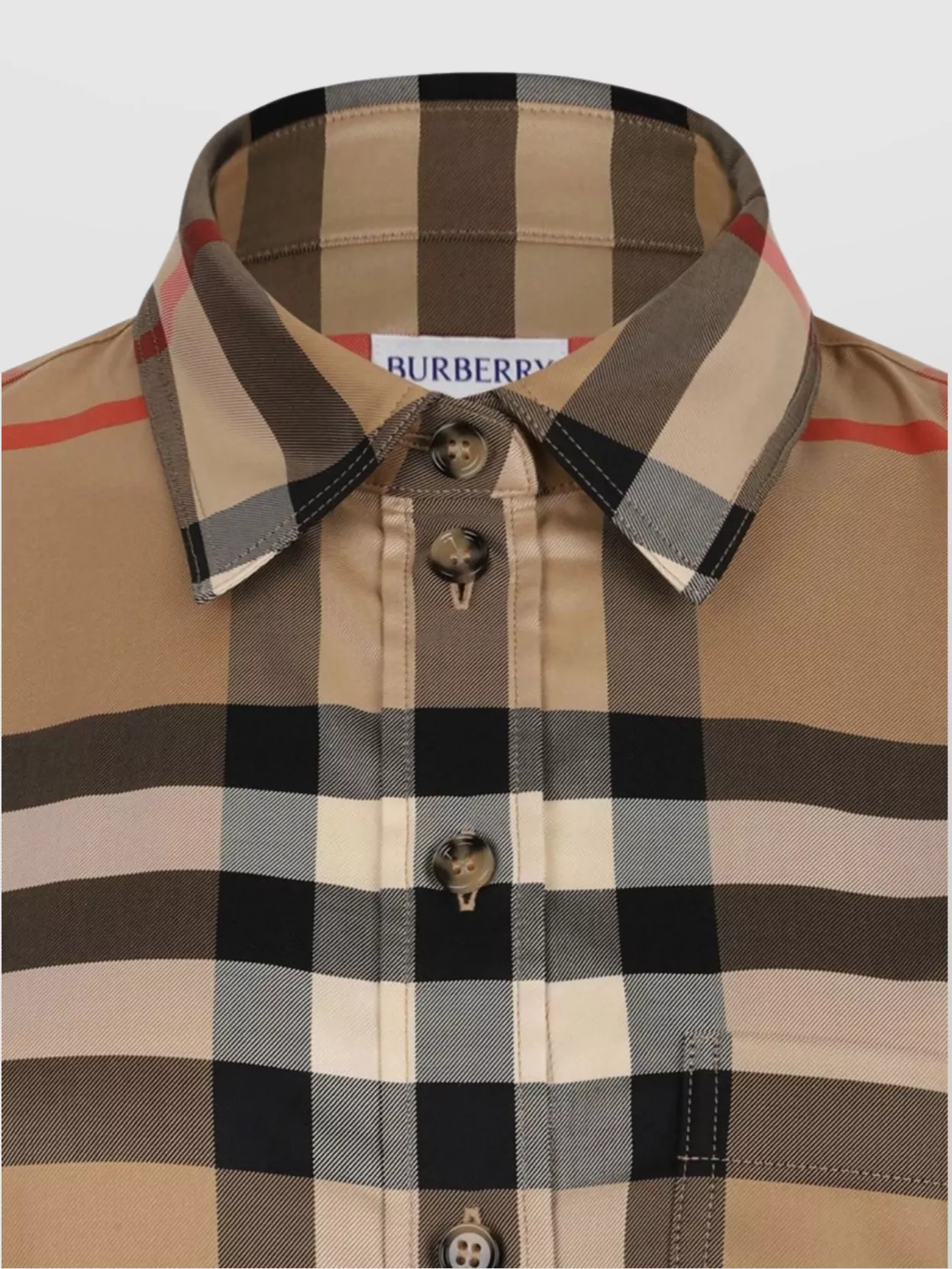 Burberry Check Pattern Collared Neck Cuffed Long Sleeves In Brown
