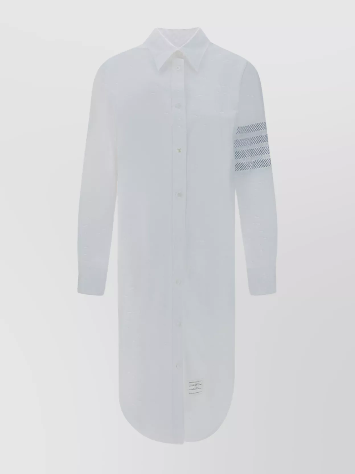 Shop Thom Browne Shirt Dress Cotton Striped Sleeves
