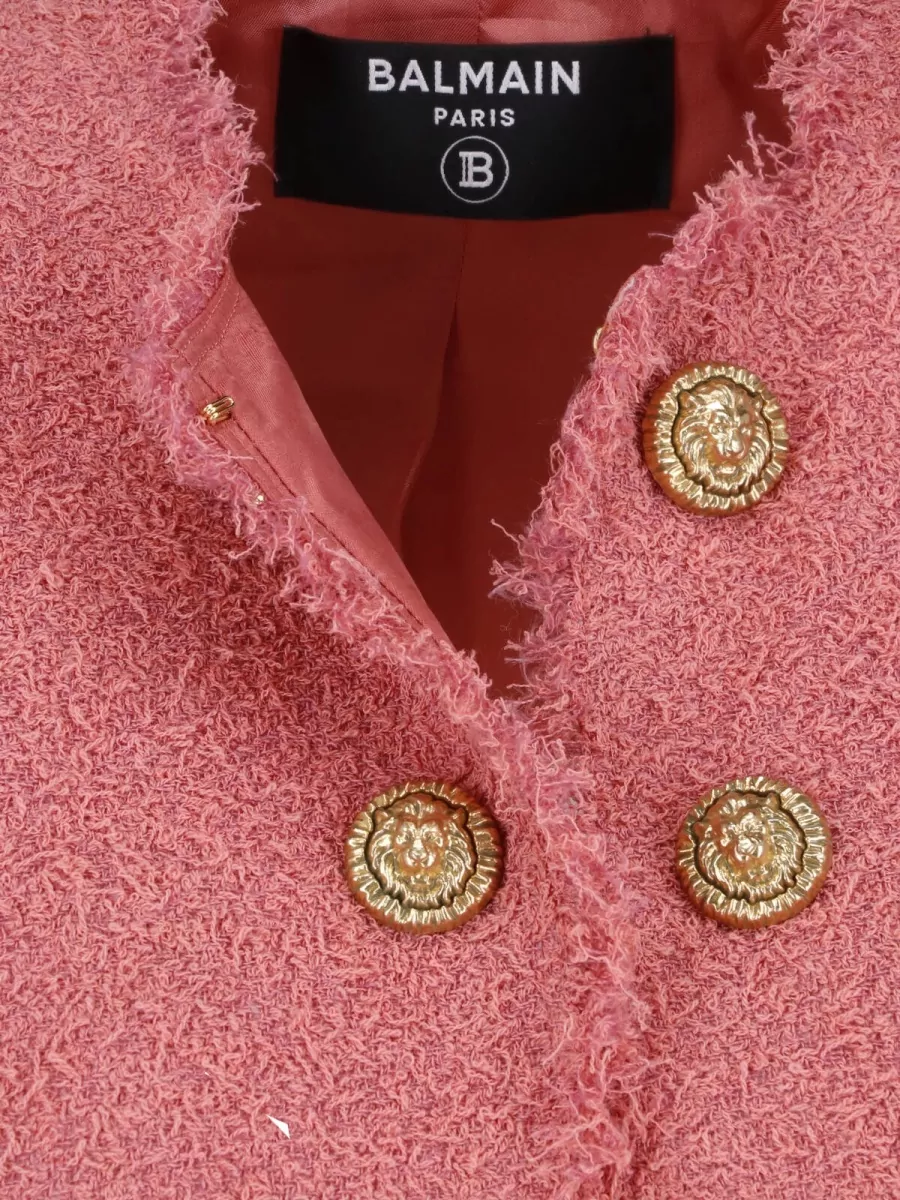 Balmain Tweed Crew Neck Suit Jacket