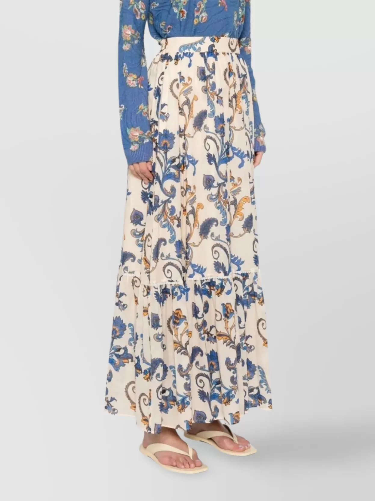 Etro Long Cotton Skirt Paisley Print