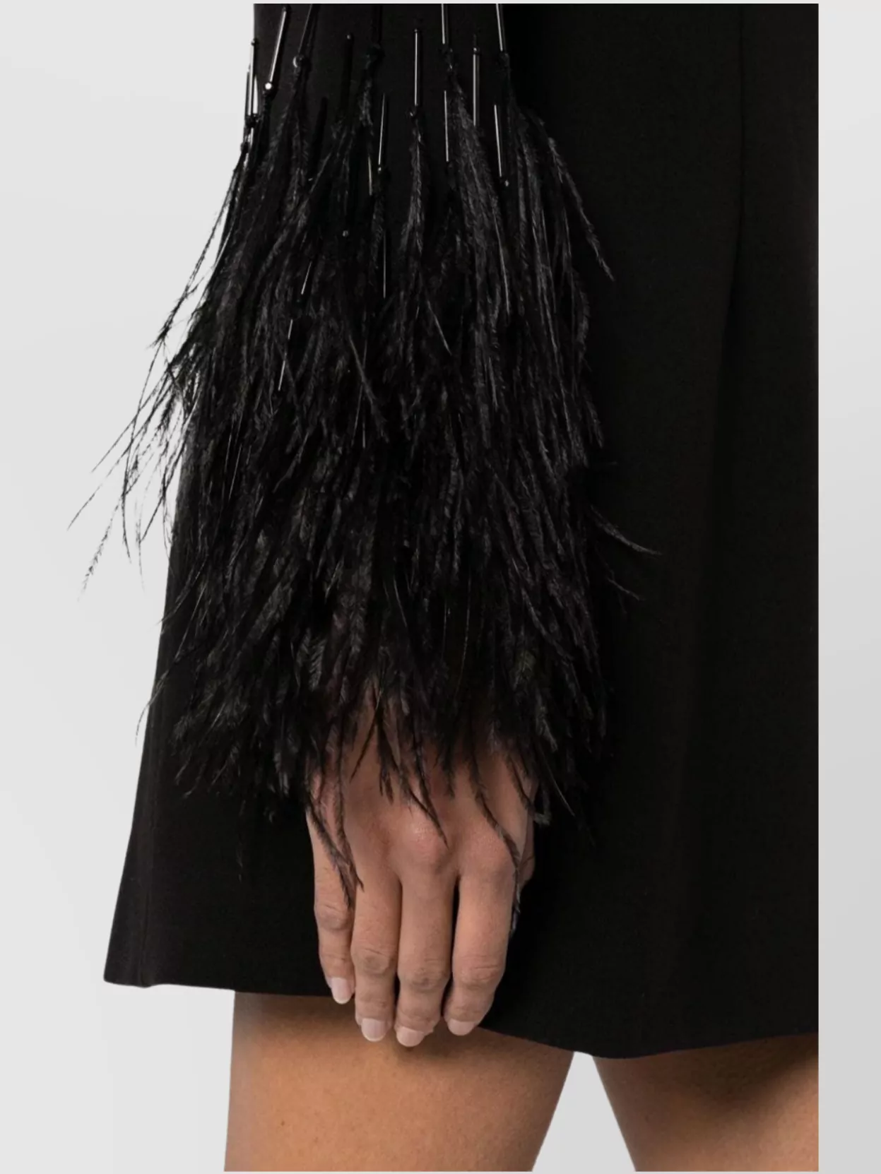 Parosh Feather Detail Long Sleeve Mini Dress