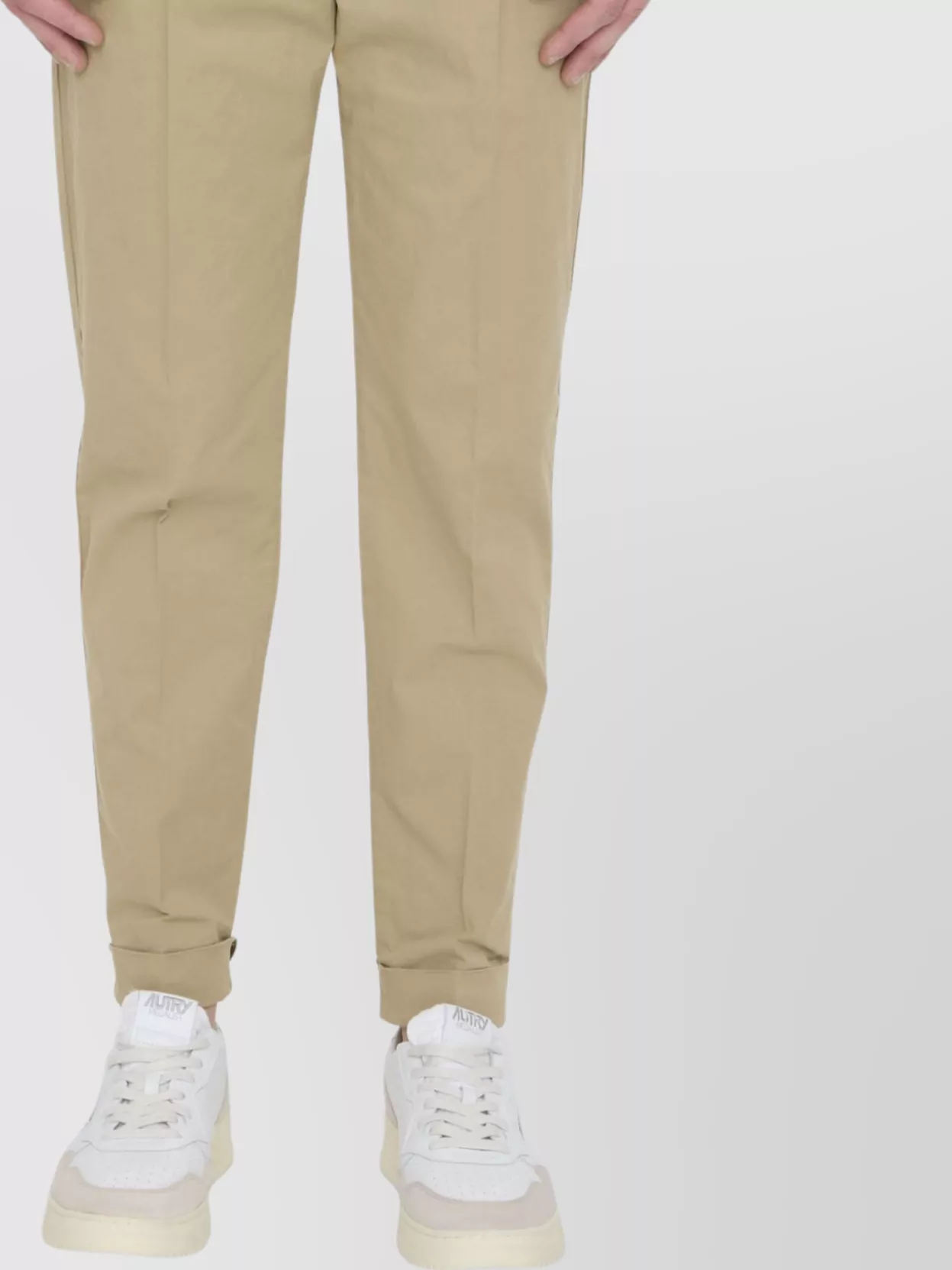 Pt Torino Beige Cotton Trousers In Neutral