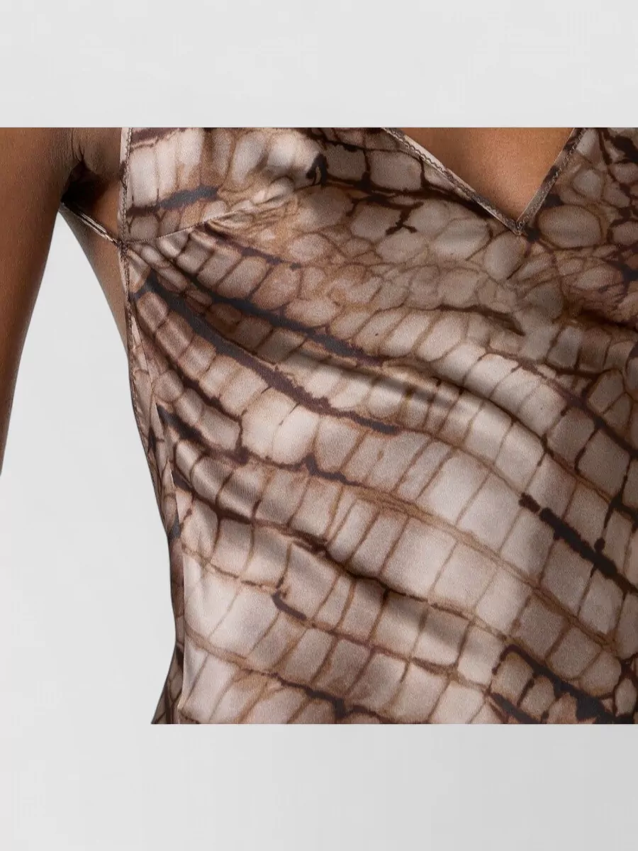 Elisabetta Franchi Stretch Satin Carpet Dress Tie Dye