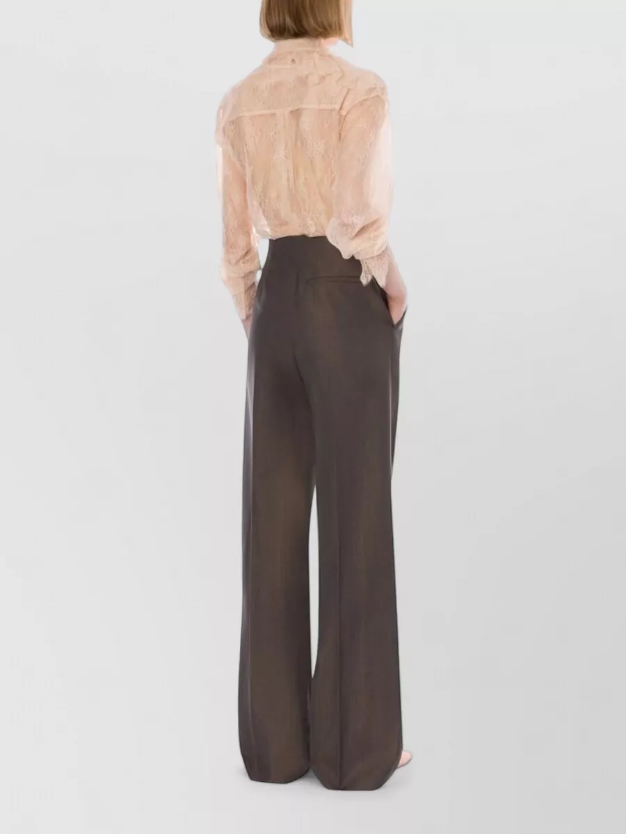 Alberta Ferretti Wool Blend Tailored Wide Leg Trousers