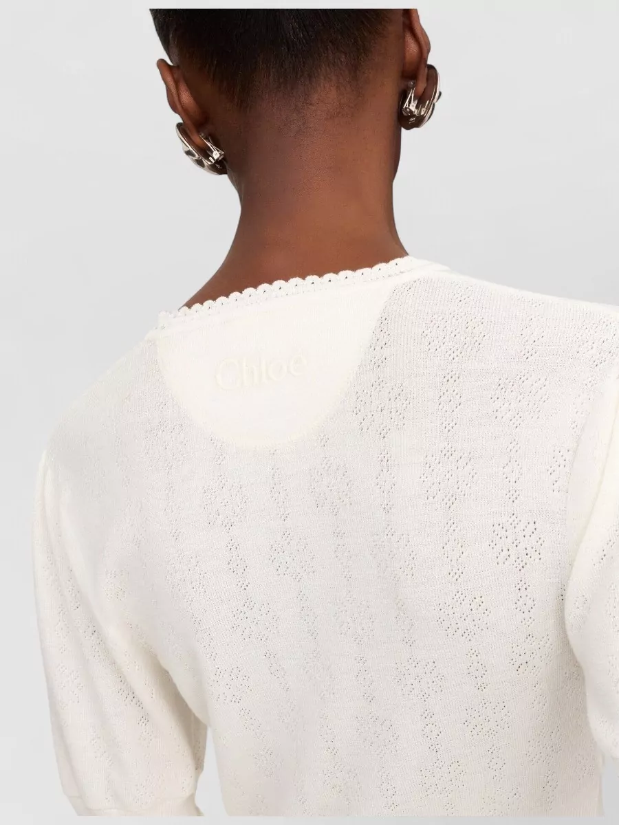 Chloé Wool Ruffled Cropped Sweater