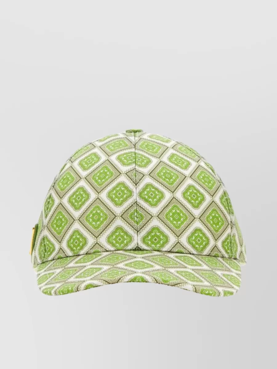Shop Prada Nylon Baseball Cap With Printed Geometric Design In Pastel