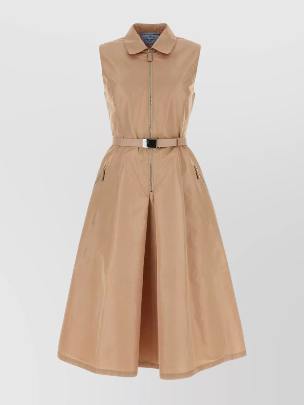 Shop Prada Silk Blend Shirt Dress With Belted Waist In Cream
