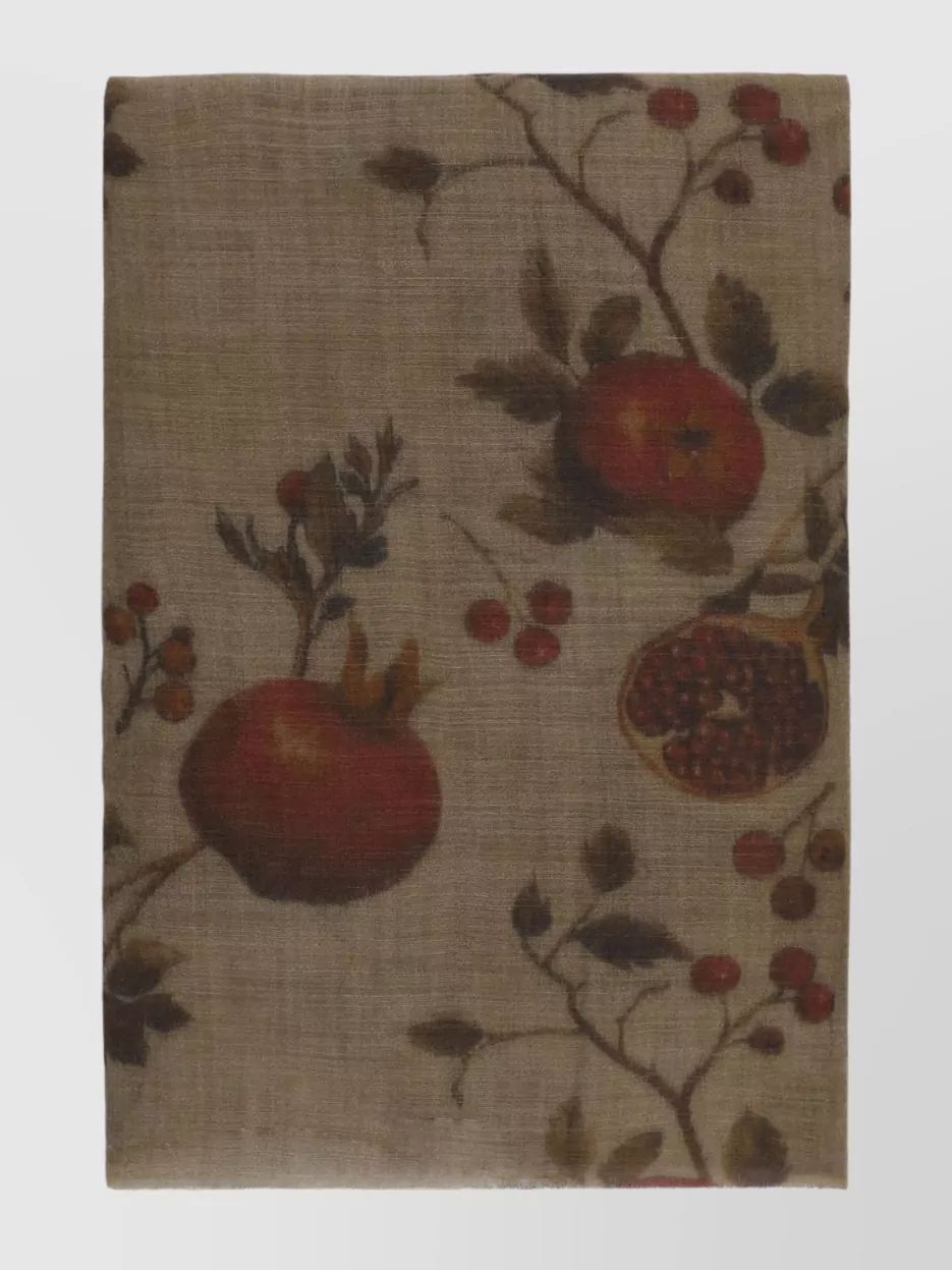 Uma Wang Floral Pattern Lightweight Wool Scarf