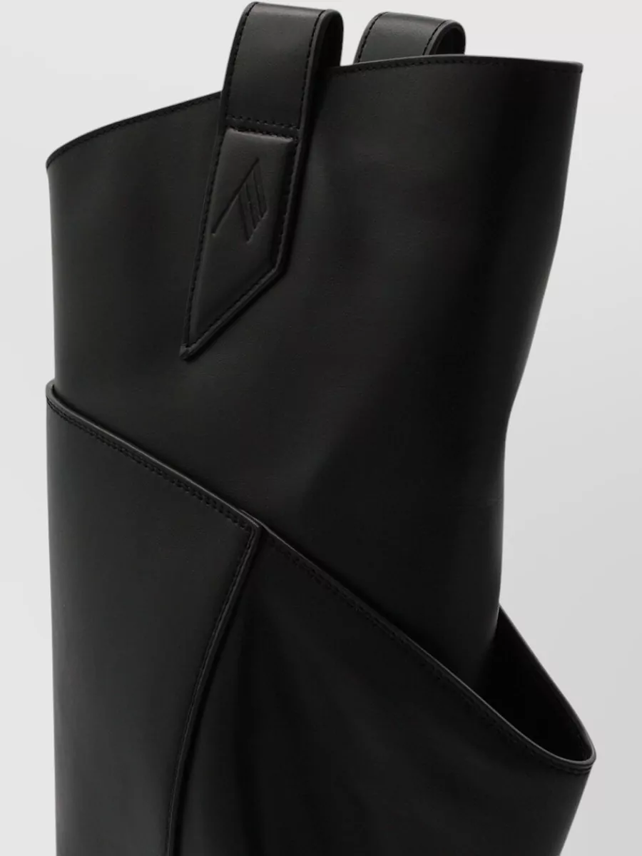 Attico Stylish Flat Ankle Boots With Pull Tabs In Black