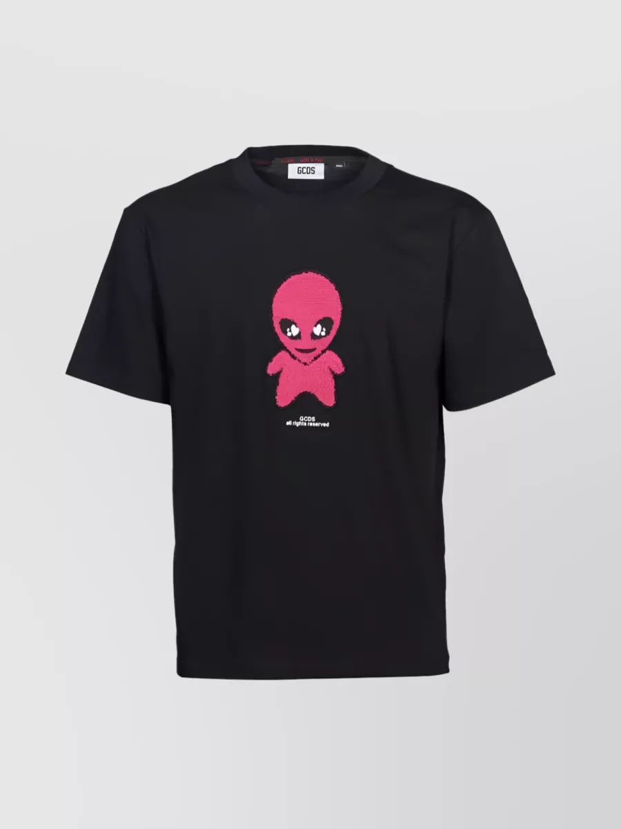 Shop Gcds Embroidered Logo Short-sleeve T-shirt In Black