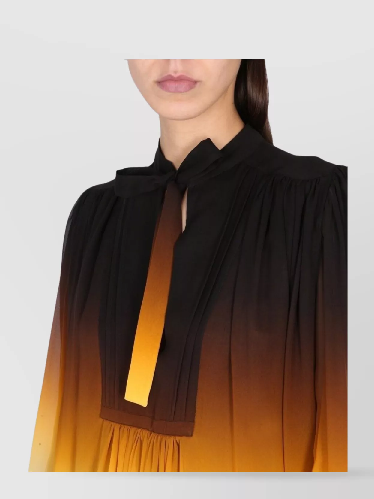 Etro Gradient Bow Pleated Ruffle Dress