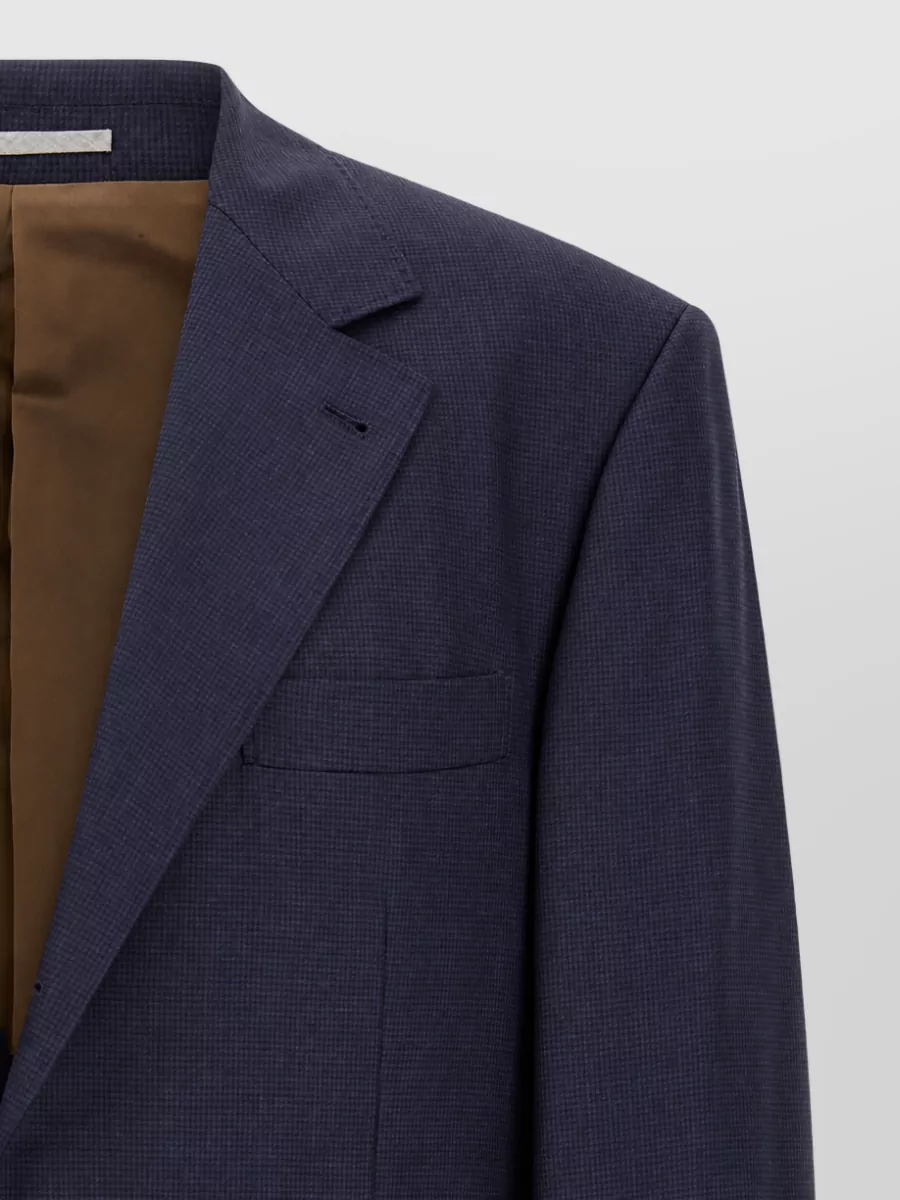Brunello Cucinelli Virgin Wool Houndstooth Single Breasted Blazer