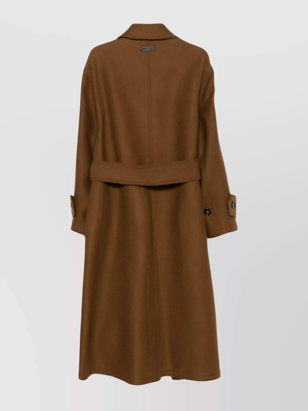 Ami Alexandre Mattiussi Long Wool Coat Featuring Self-tie Belt In Brown