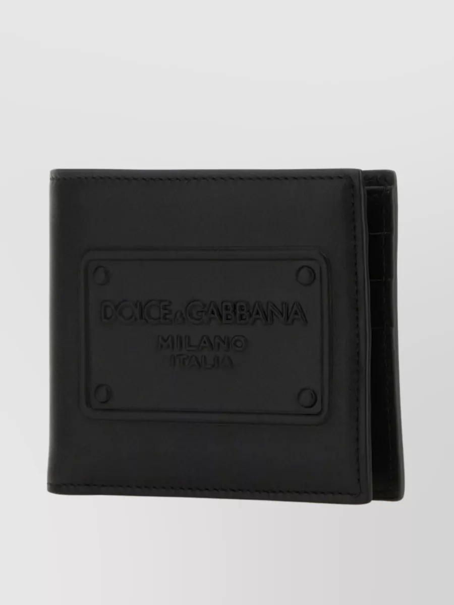 Shop Dolce & Gabbana Foldable Leather Wallet In Black