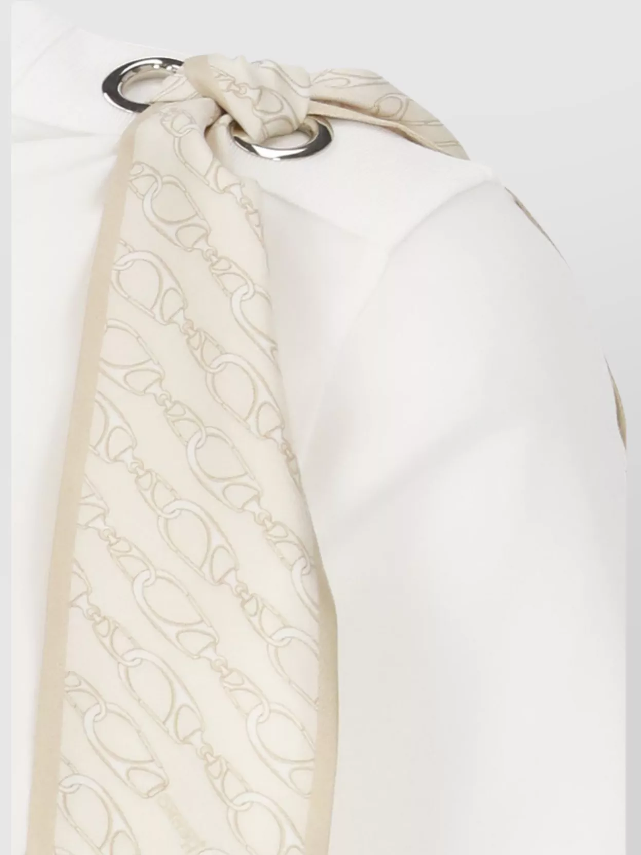 Herno Scarf Detail Round Neck Grommet Accents Top