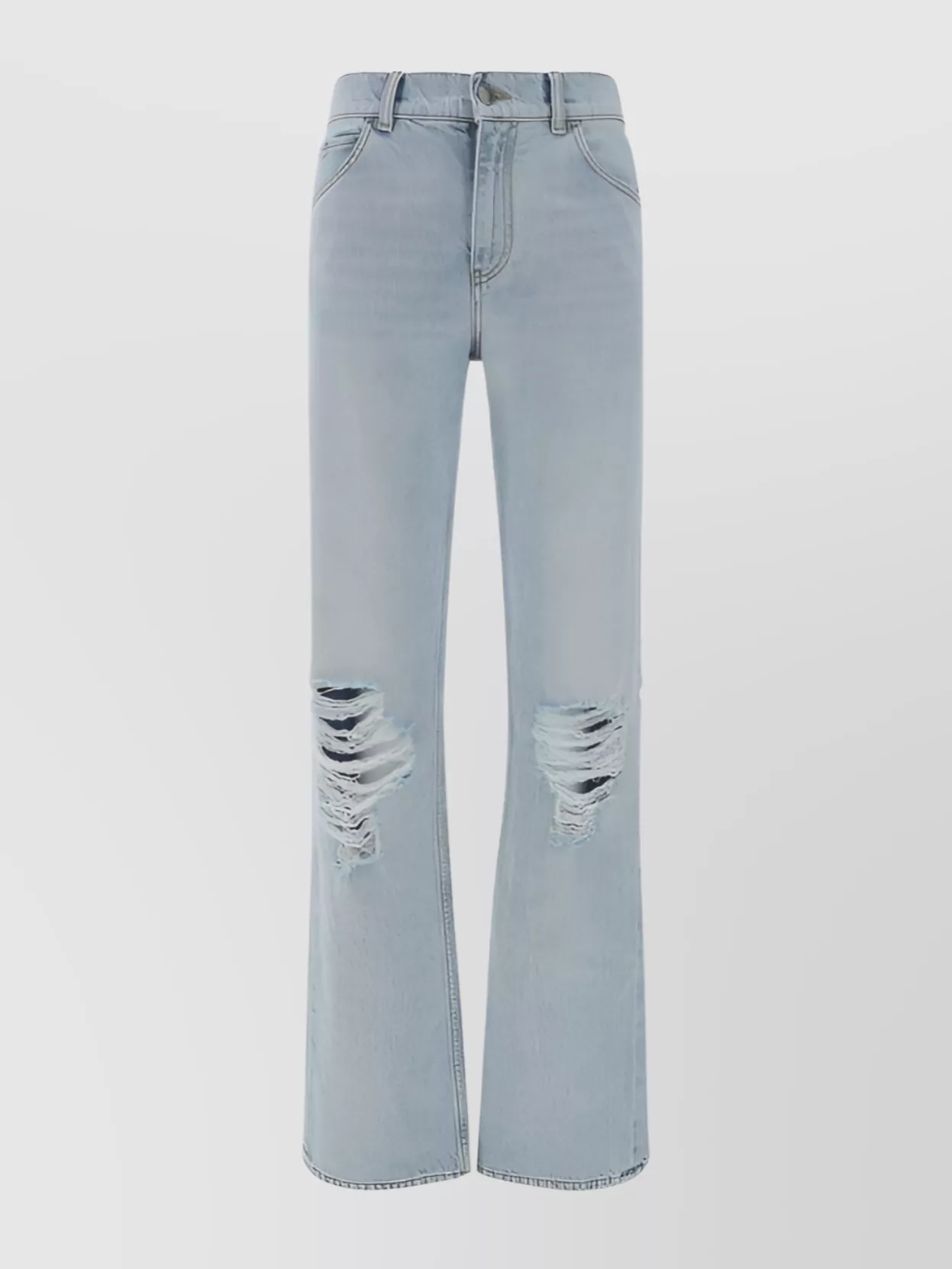 The Row Distressed Wide Leg Jeans With Belt Loops In Blue