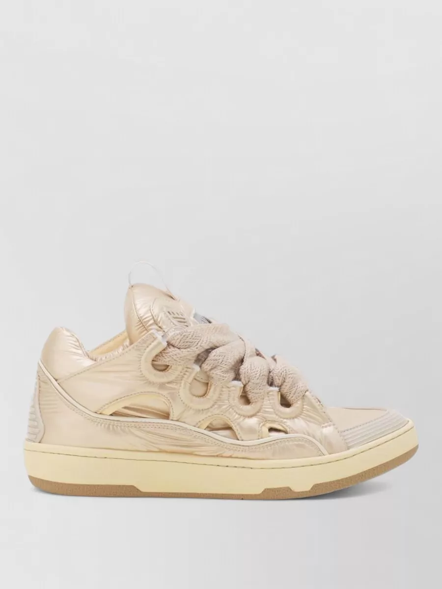 Lanvin Nylon Leather High-Top Sneakers