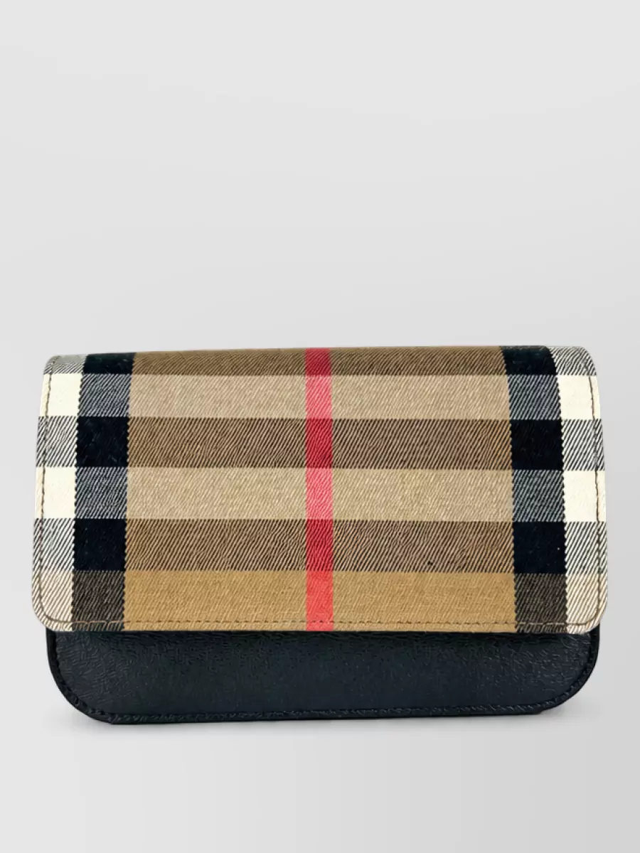 Burberry Small Leather Check Clutch Bag