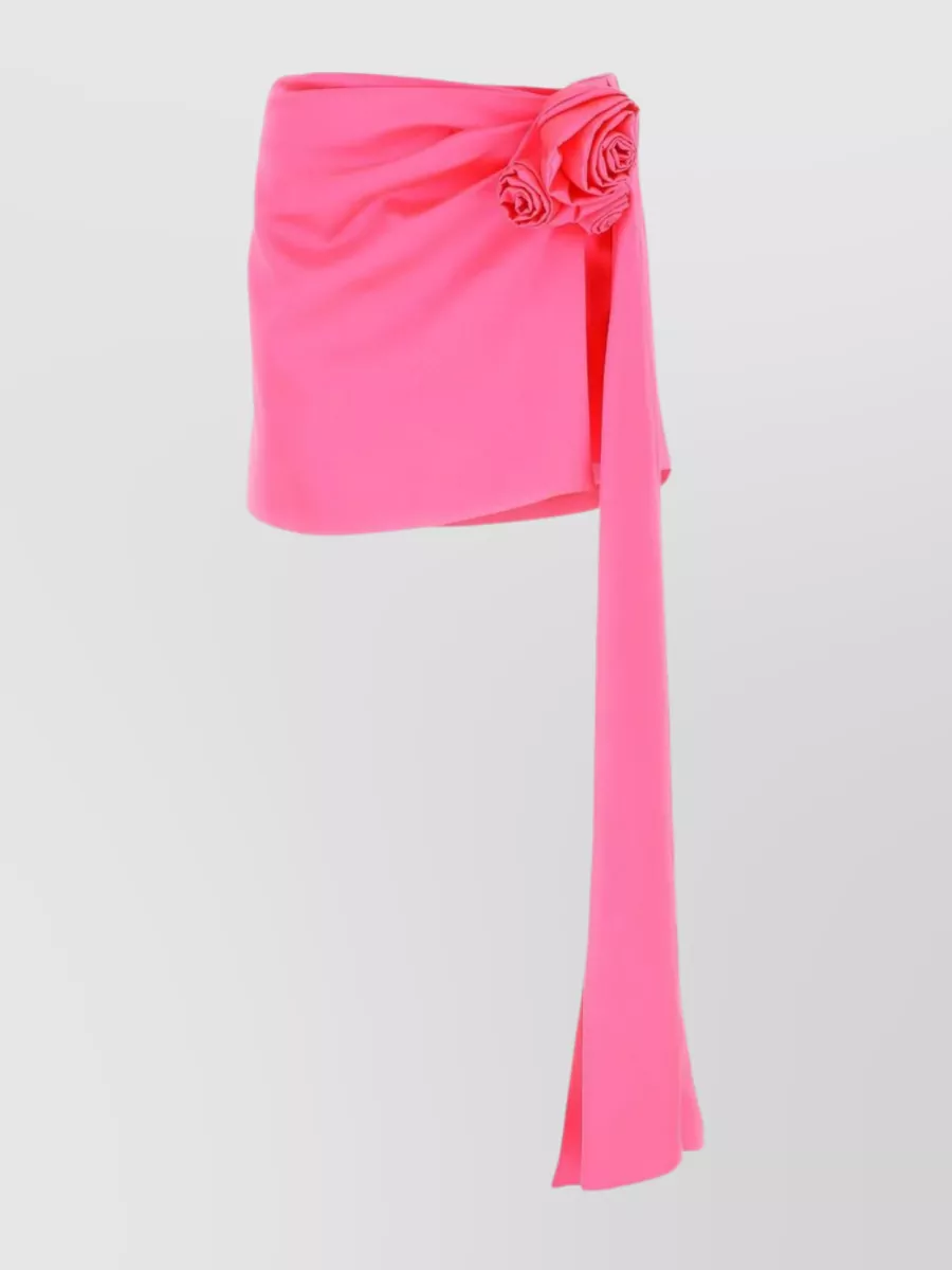 Shop Magda Butrym Silk Satin Mini Skirt With Floral Patch In Pink