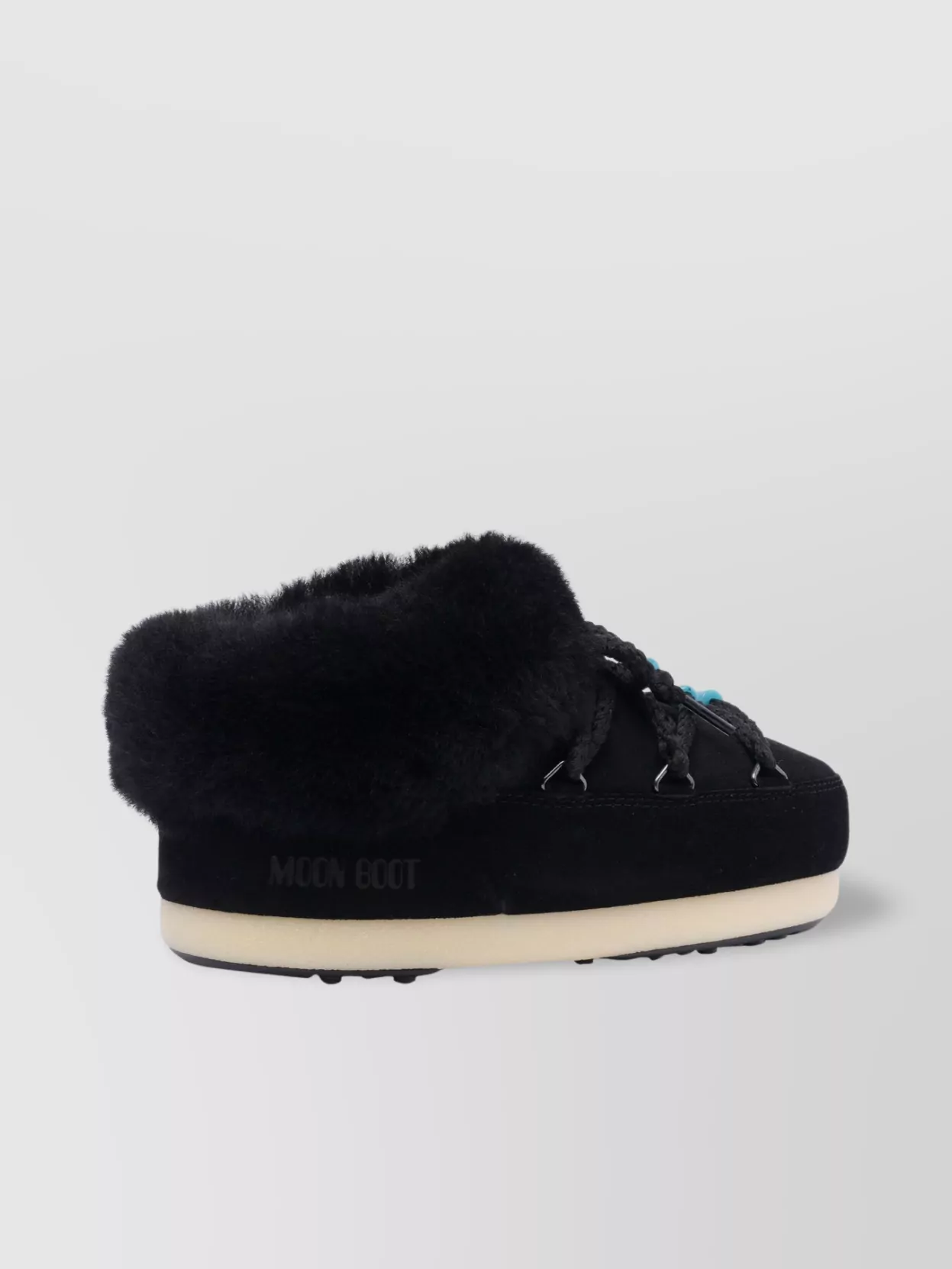 Moon Boot Beaded Fur Trim Mules With Round Toe