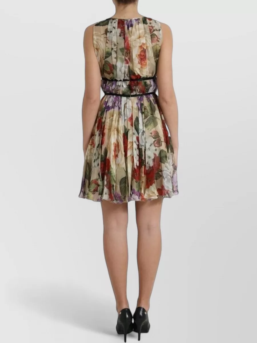 Dolce&Gabbana Silk Floral Sleeveless Knee-Length Dress