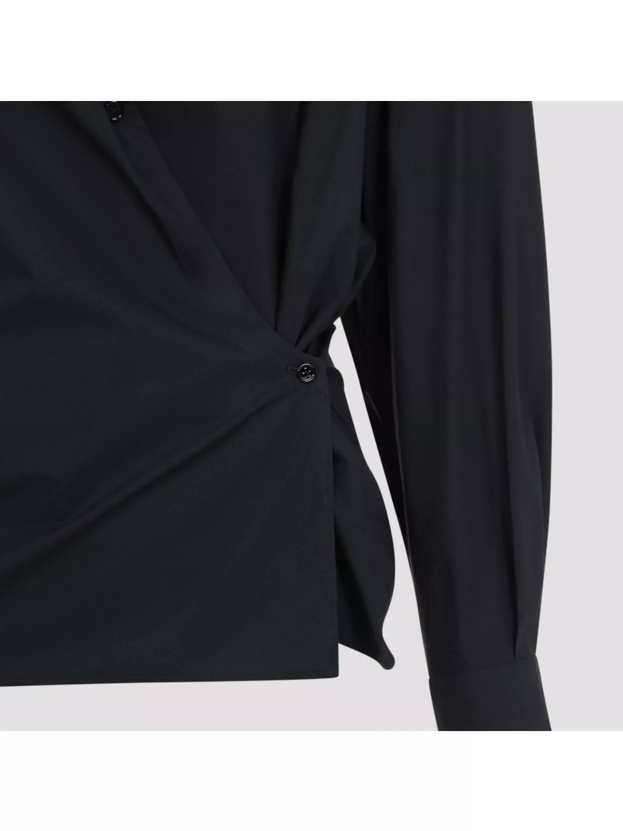 Lemaire Black Straight Collar Twisted Shirt In Black