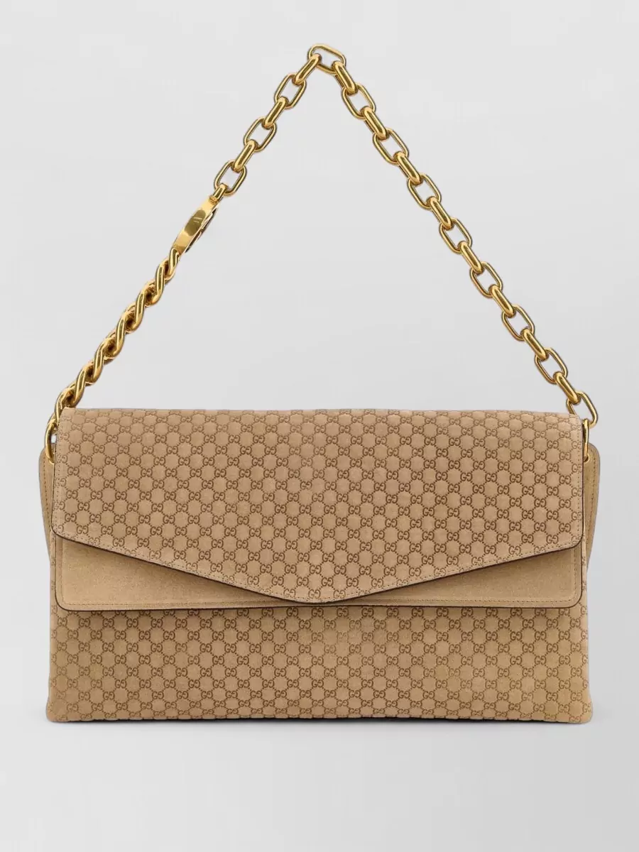 Gucci large suede leather shoulder bag