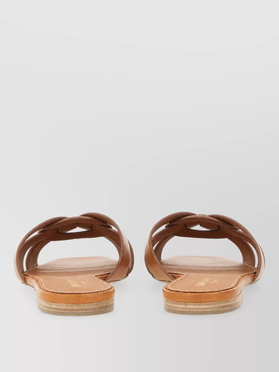 Saint Laurent Tribute Flat Mules Open Toe Braiding