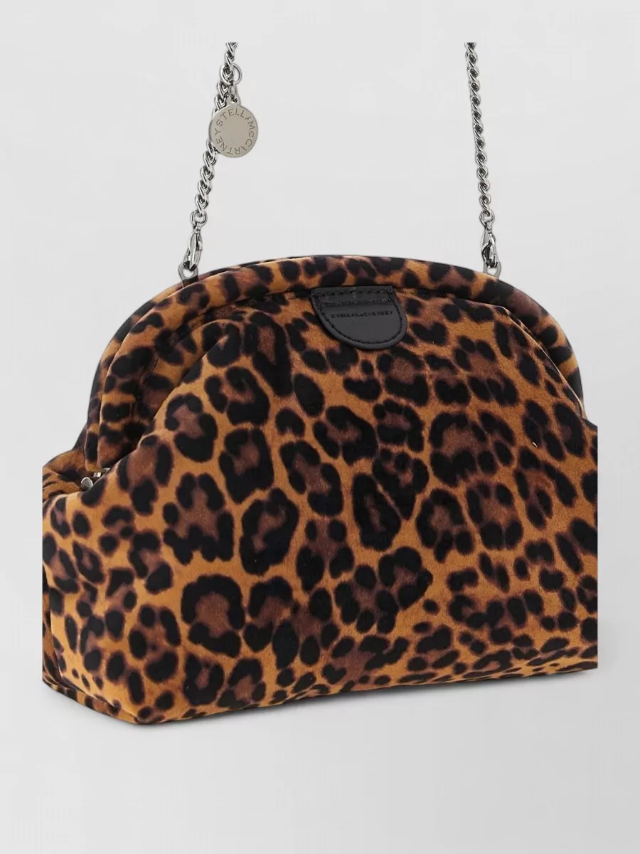 Stella Mccartney falabella soft velvet leopard-print clutch bag