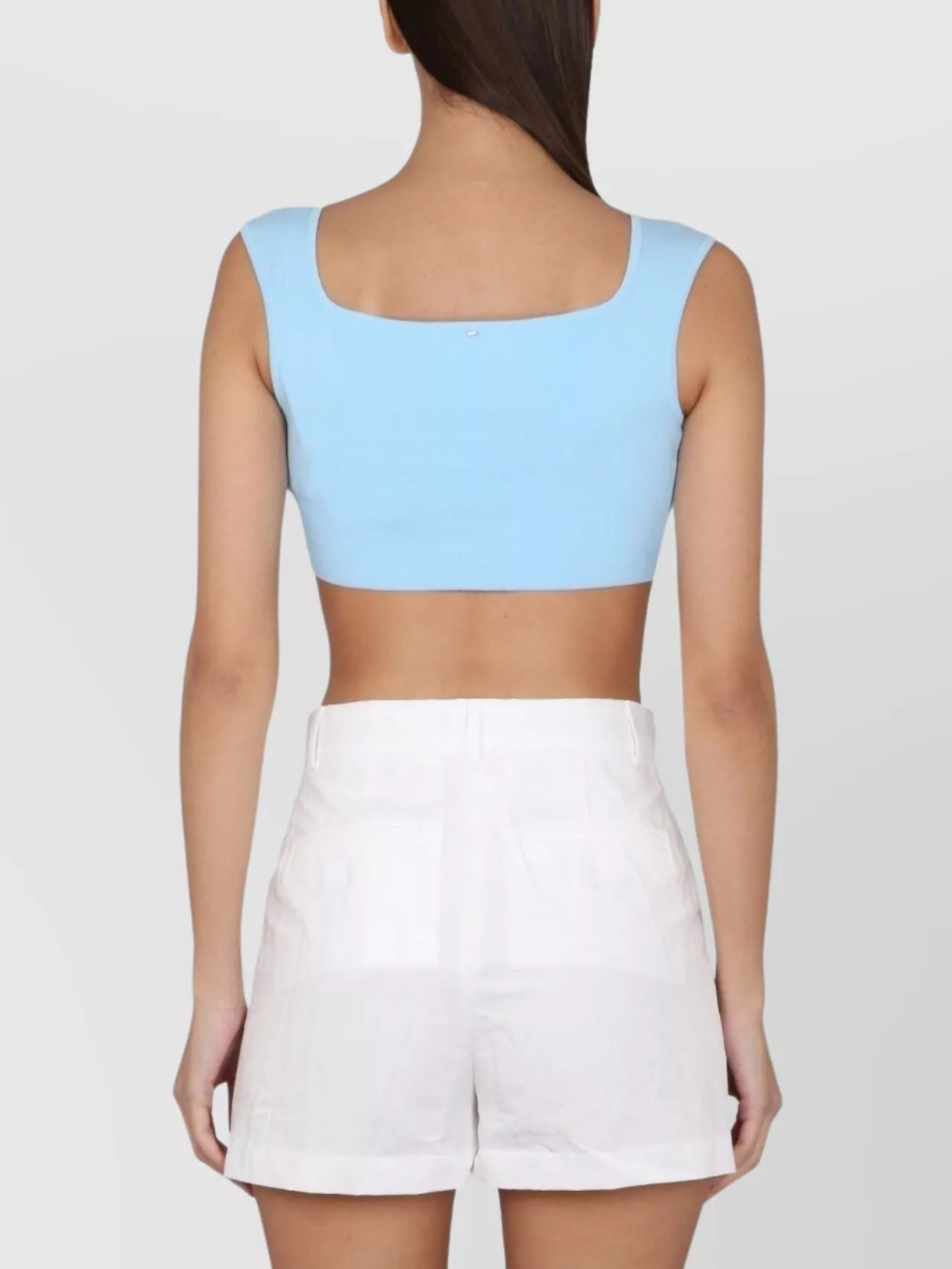 Max Mara Cotton Cropped Square Neck Tank Top