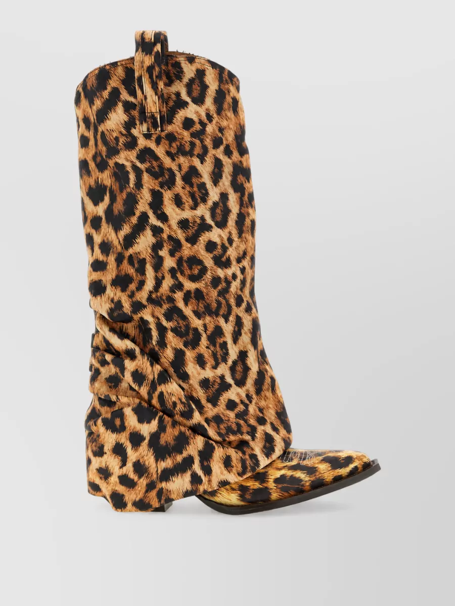 R13 leather printed mid cowboy boots