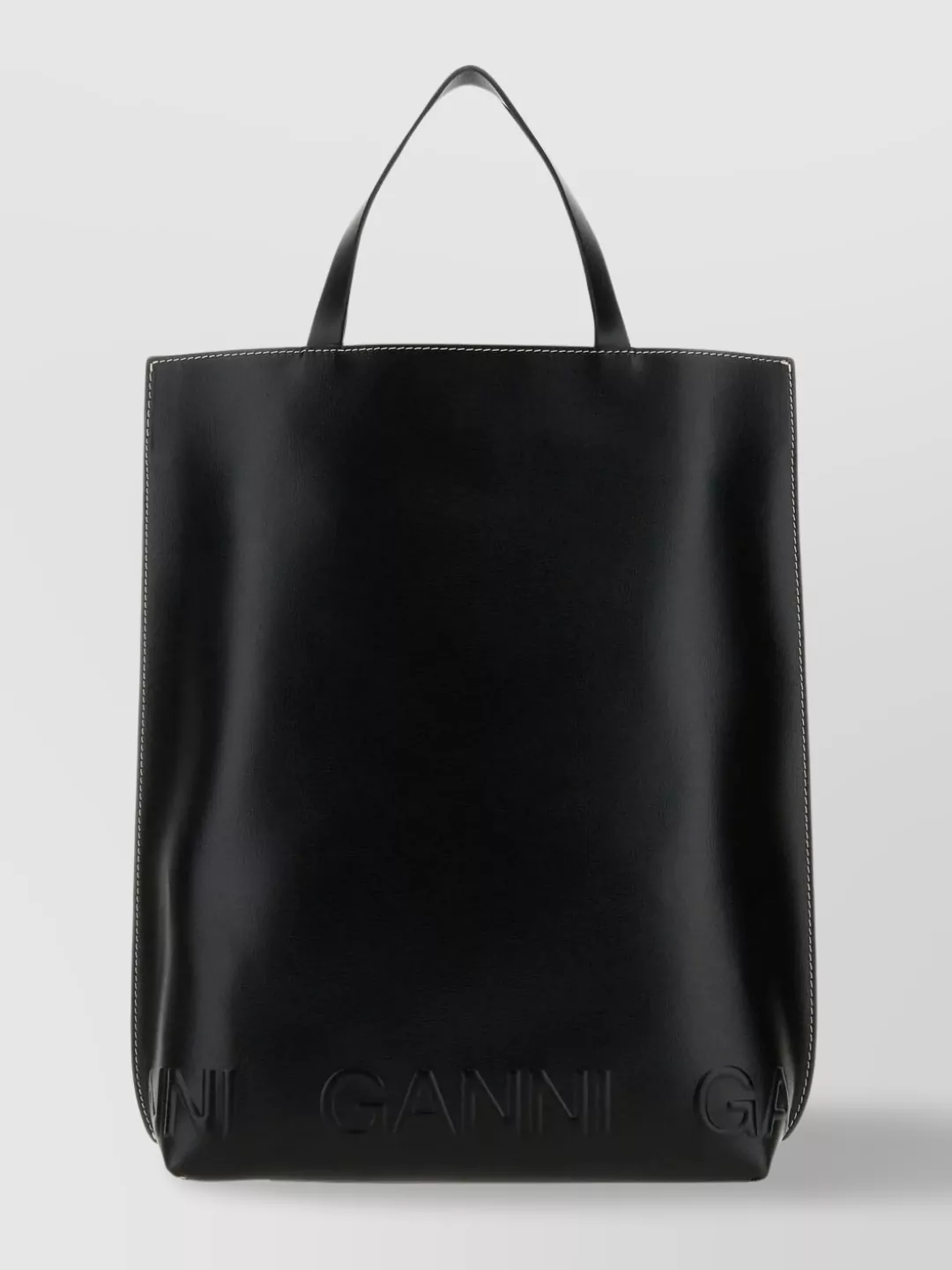 Shop Ganni Versatile Leather Tote Straps
