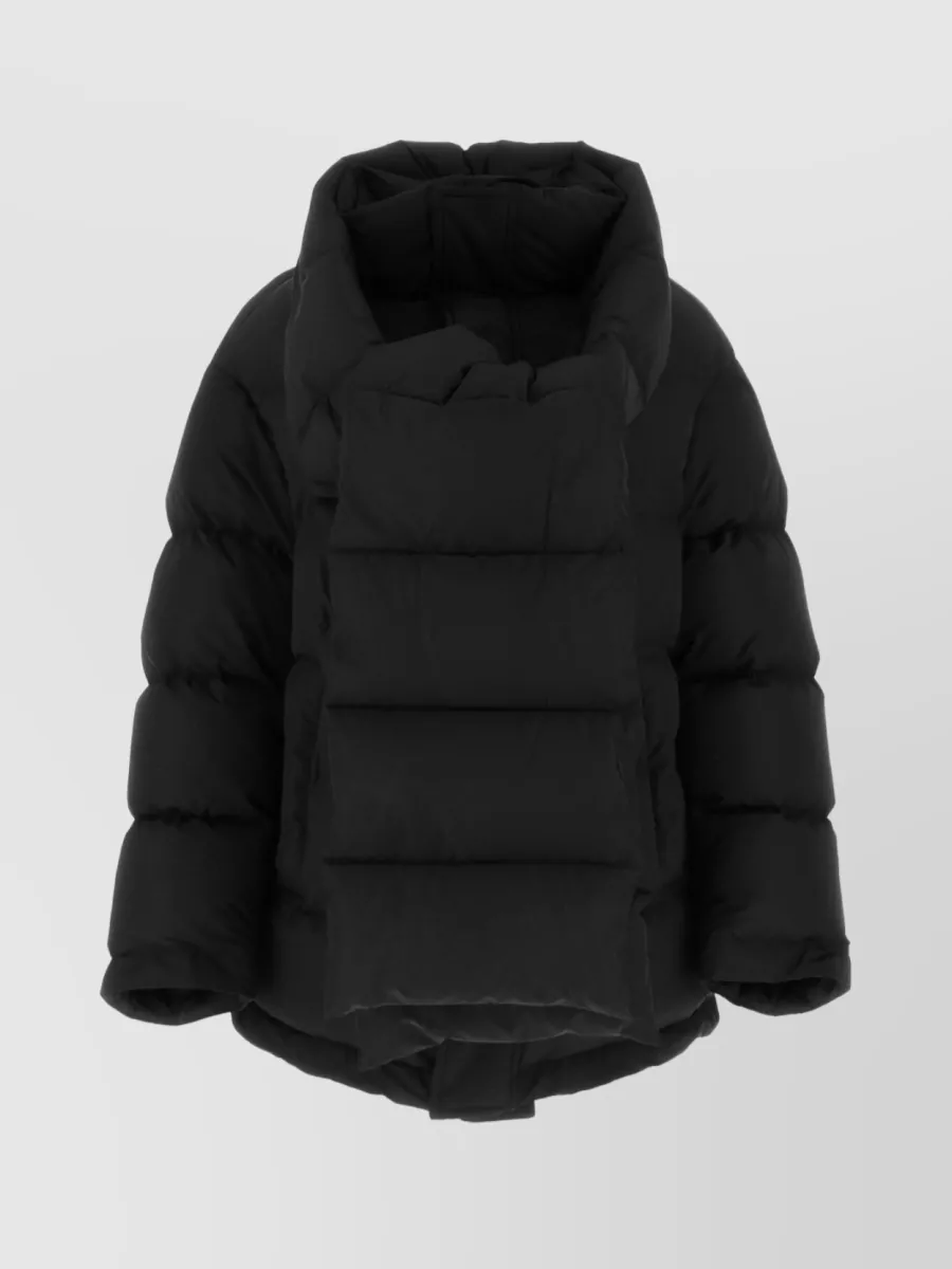 Shop Balenciaga Scarf-detail Quilted Jacket In Black