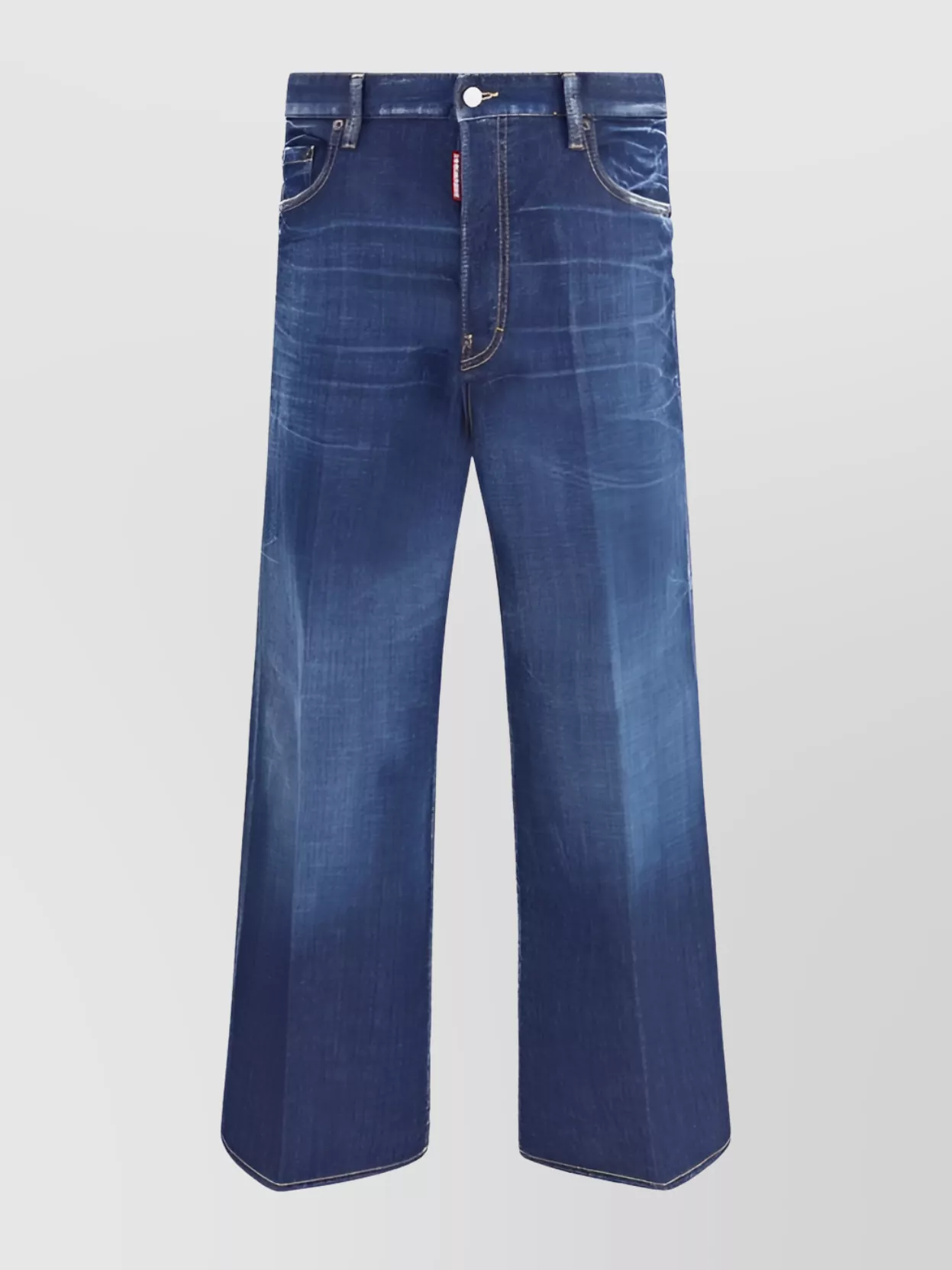 Dsquared2 Blue Jeans With Belt Loops And Logo Patch On The Rear In Blue